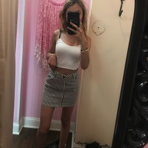 Hazel Boutique Black and White Striped Denim Skirt